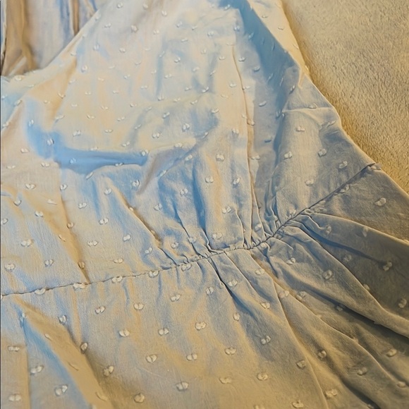 J. Crew Light Blue Cinched Waist Flutter Sleeve Textured Blouse - Picture 2 of 7